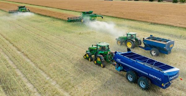 Harvest machinery at work