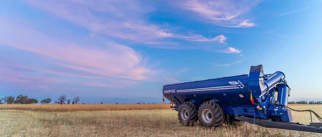 Davimac Blue Chaser Bin with pink wispy clouds in sky