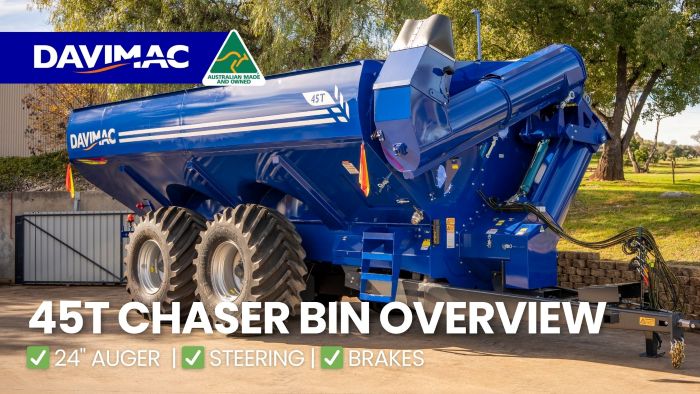 45T chaser bin at Davimac HQ